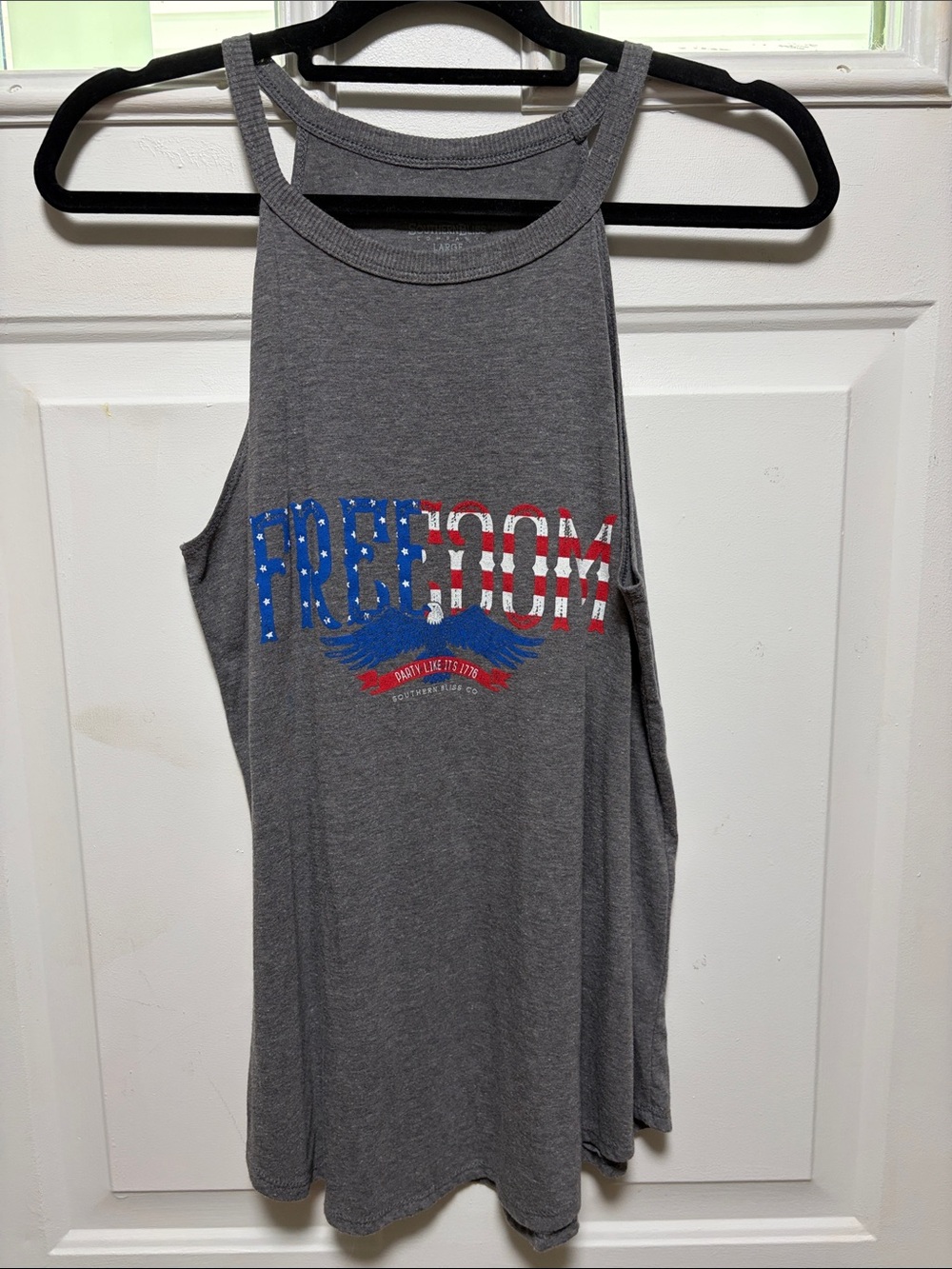 Gray Freedom Graphic Tank Top